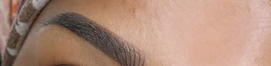 The same brow after shading, with a defined lower edge and a softer top line.