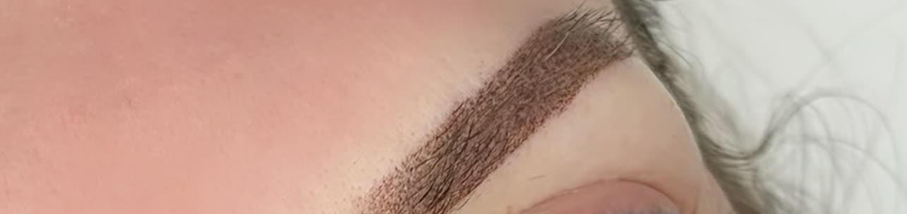 The same brow after shading: a soft gradient that is pale at the head and builds through the arch.